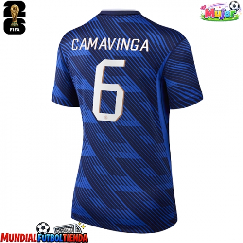 Camiseta Francia Eduardo Camavinga #6 Primera Equipación Replica Mundial 2026 para mujer mangas cortas